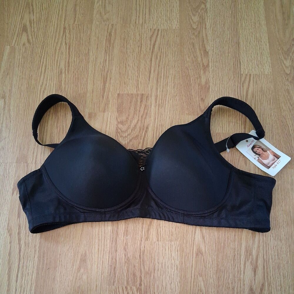 Jodee 42AA Wire Free Mastectomy Bra Seamless Molded Pocket Bra Style 811 Black